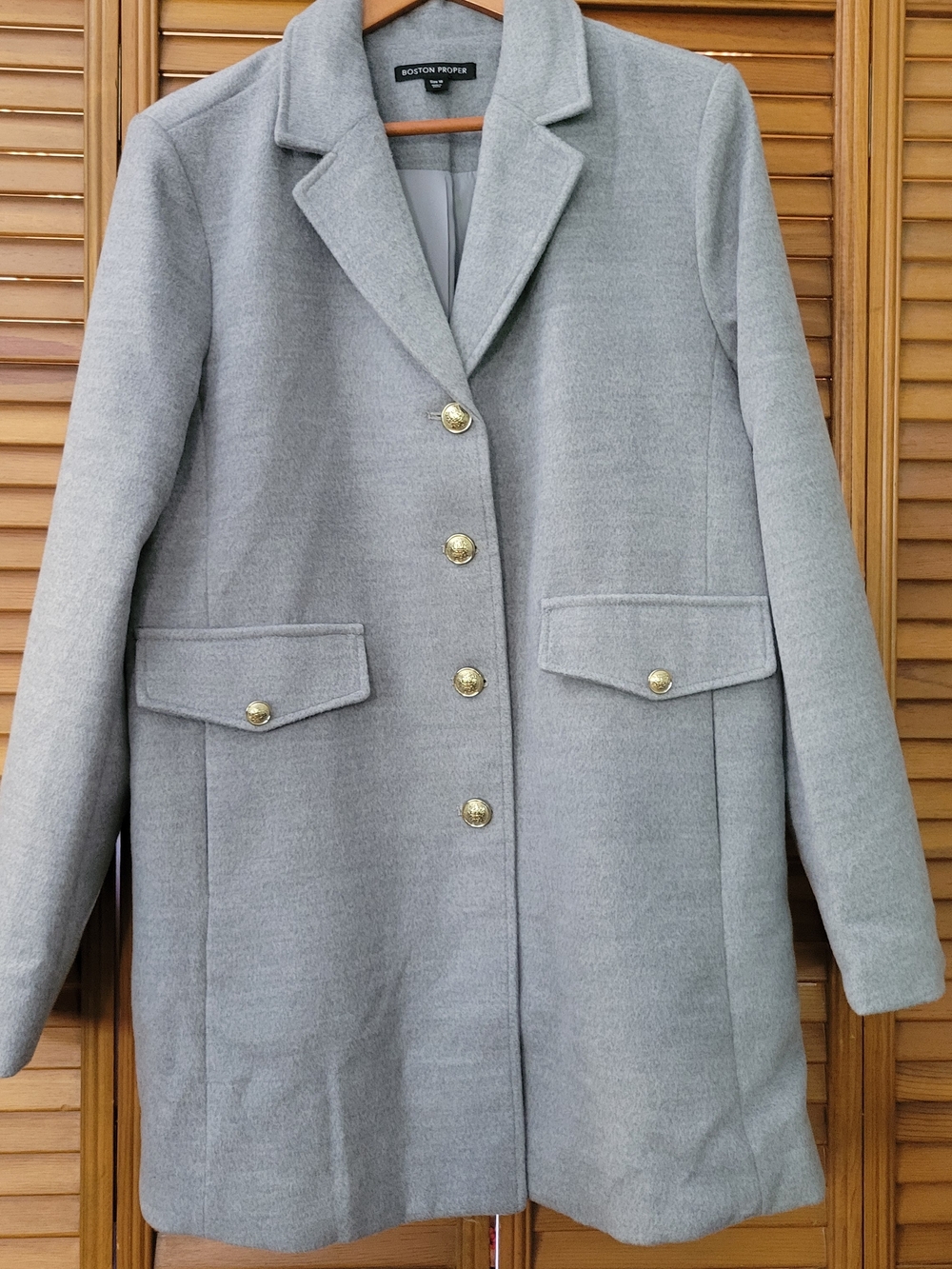 Boston Proper Gray Button Front Coat